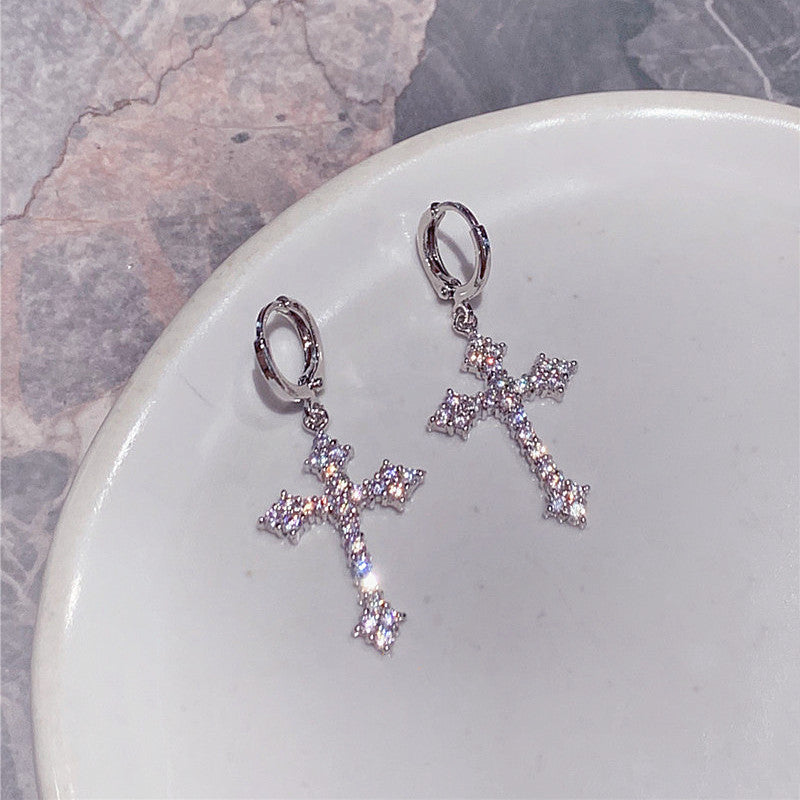 Elegant Cross Earrings with Sparkling Stones Kalsten