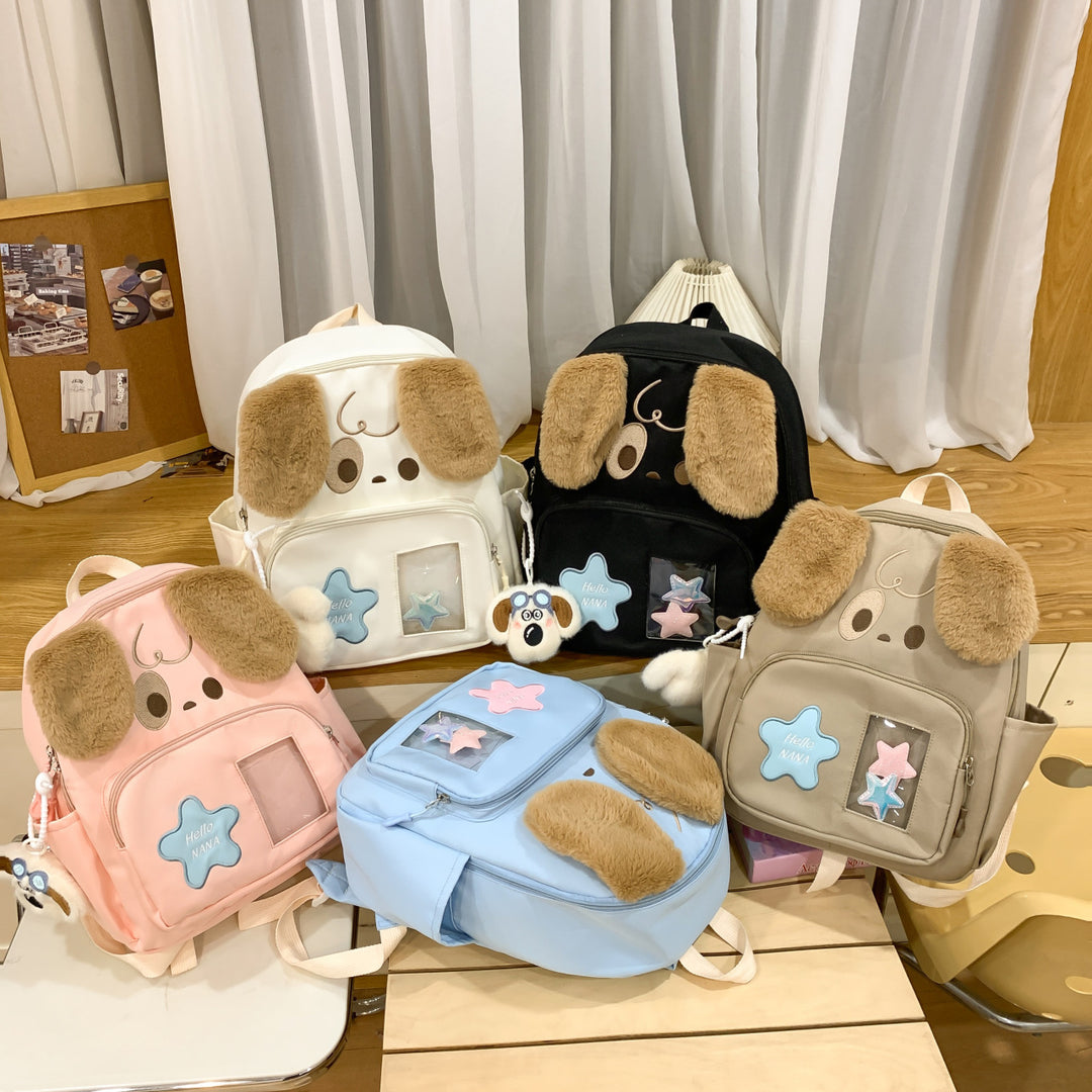 Kawaii Plush Backpack with Dog Design Kalsten