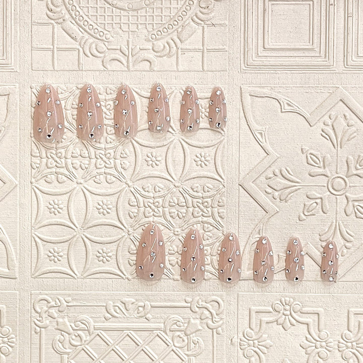 Decorative Stiletto Press-On Nails with Rhinestone Accents Kalsten
