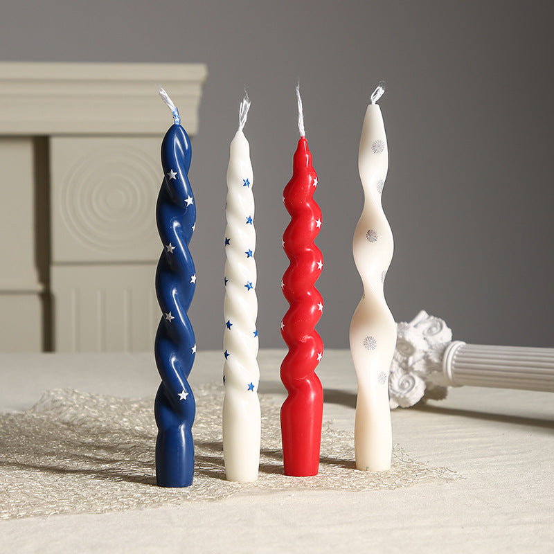 Patriotic Americana Flag-Pattern Decorative Pillar Candle