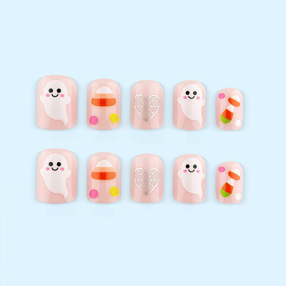 Artificial nails for Halloween with cute ghost motifs Kalsten