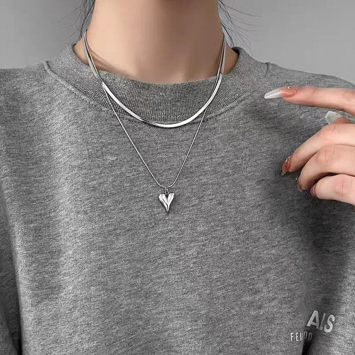 Layered Heart Pendant Necklace Kalsten
