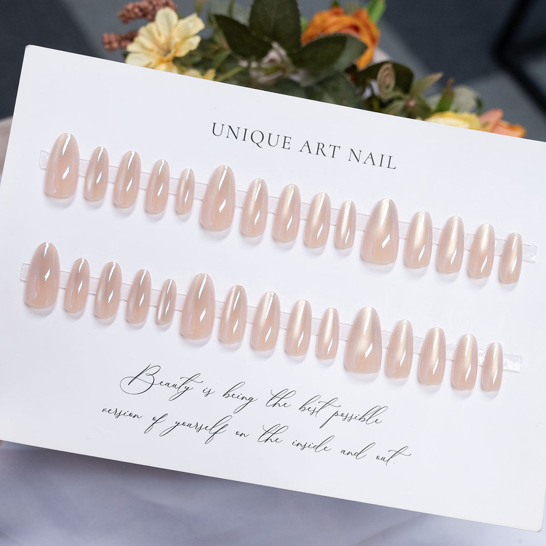 Premium Press-On Nail Set with Natural Finish