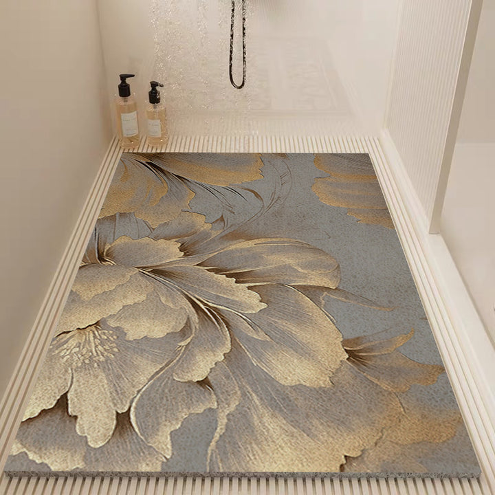 Elegant Floral Patterned Bath Mat Kalsten