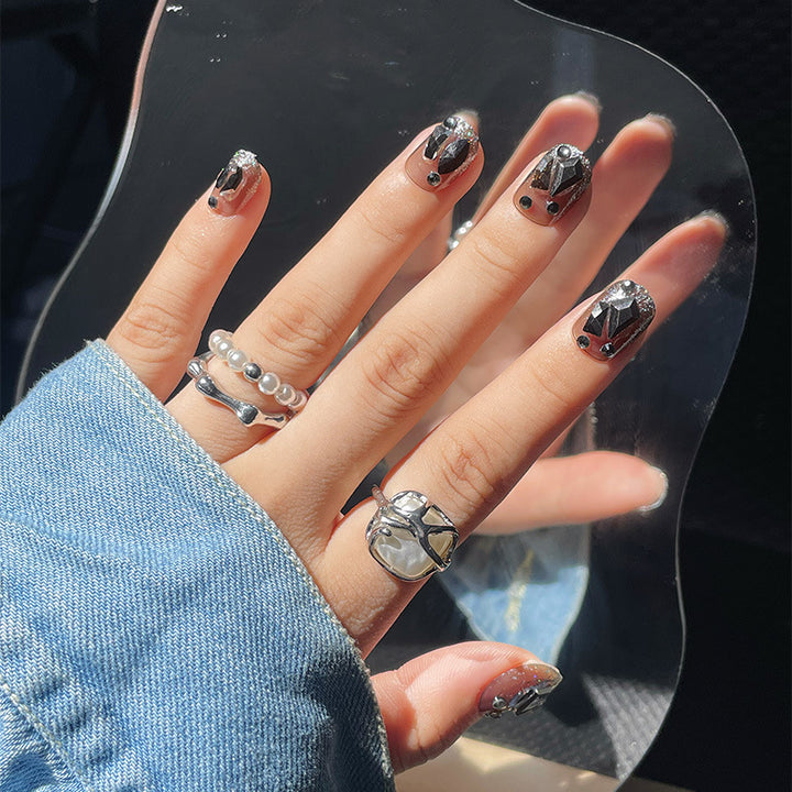 Elegant Crystal-Embellished Press-On Nail Art Kalsten