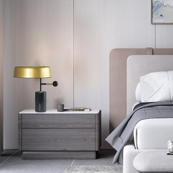 Stylish Table Lamp with Marble Base and Gold Accent