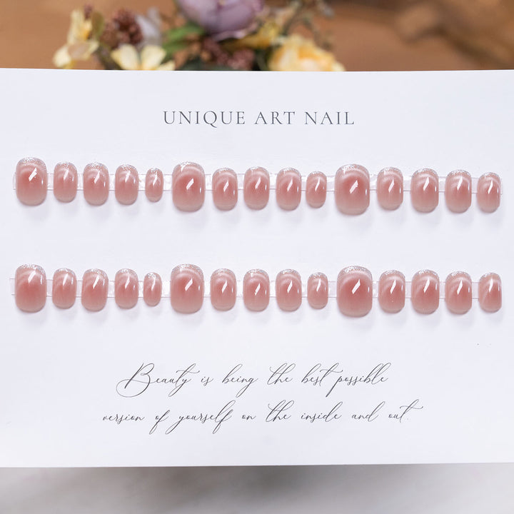 Elegant Press-On Nail Set with Natural Glossy Finish