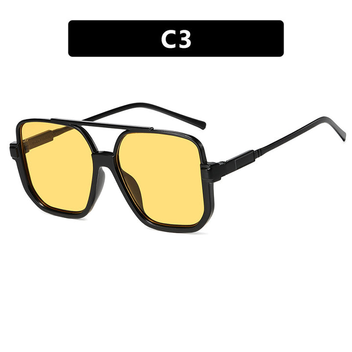 Women's square sunglasses with transparent frame and green tinted lenses Kalsten