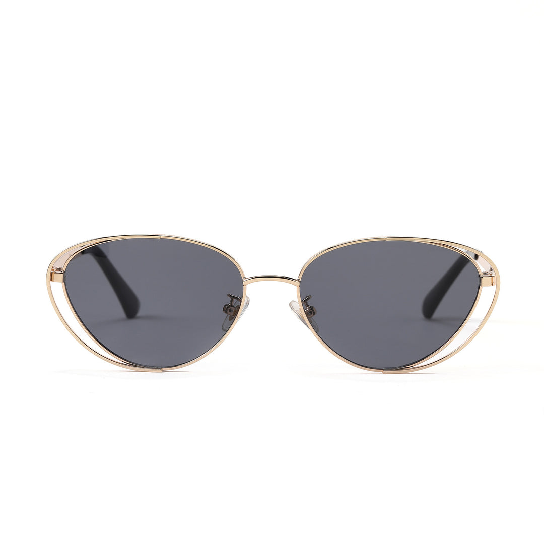 Ladies geometric sunglasses with red lenses and elegant metal frame Kalsten
