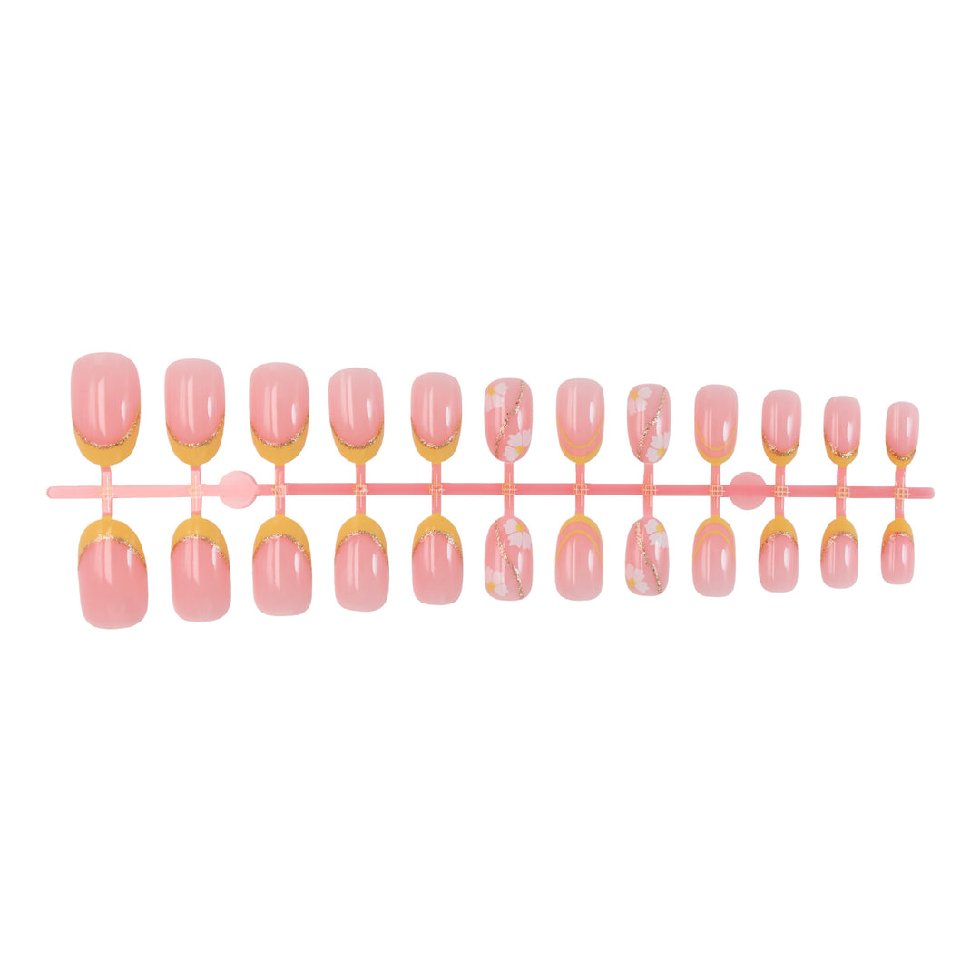 Artificial nail set decorated with elegant flowers and gradient Kalsten