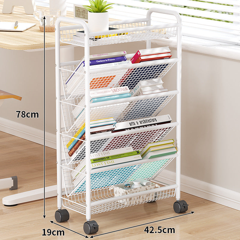 Rolling Metal Book Storage Rack Kalsten