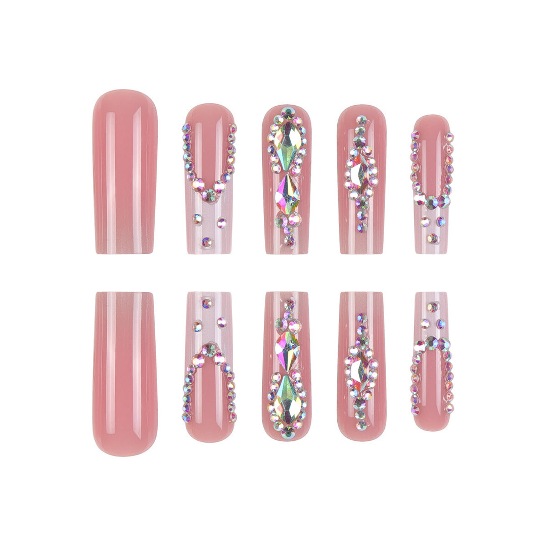 Artistic Rhinestone-Embellished Press-On Nails Kalsten