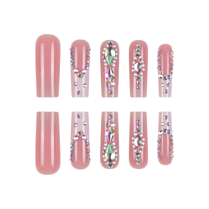Artistic Rhinestone-Embellished Press-On Nails Kalsten