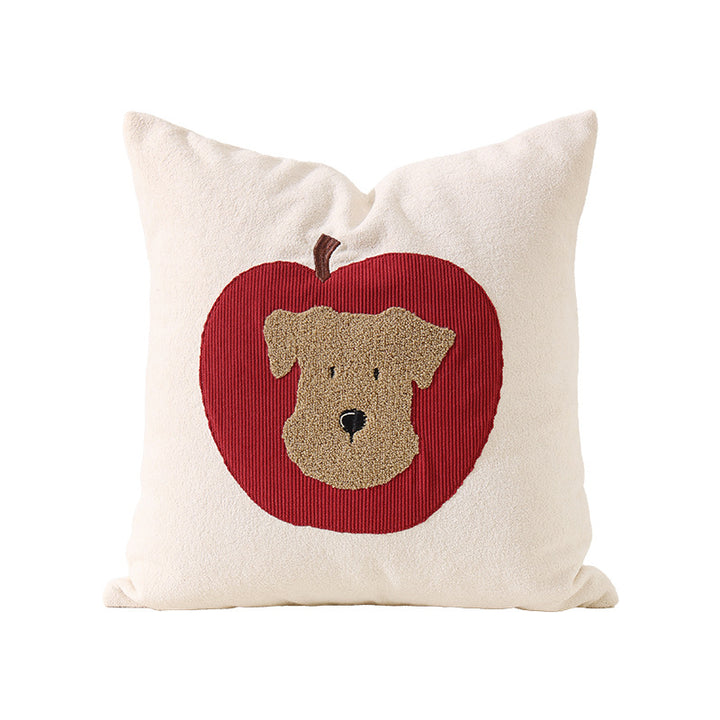 Decorative pillow with embroidered dog apple motif and soft terry cover Kalsten