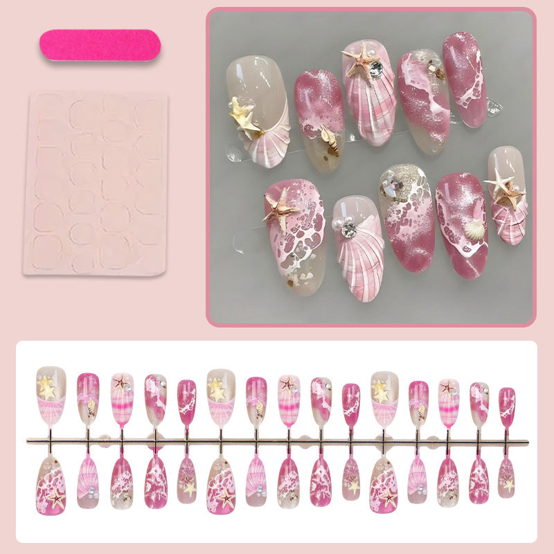 Artificial nail set with maritime shell and star pattern Kalsten