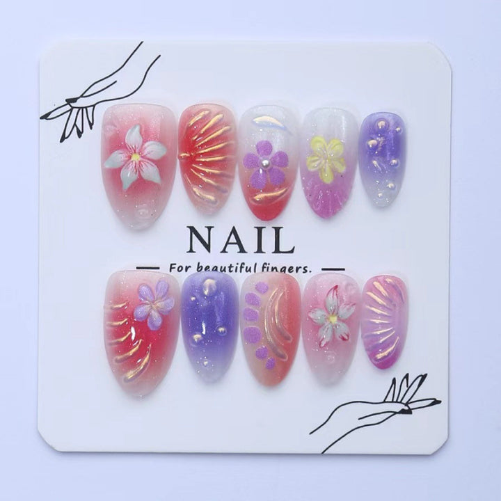 Floral Press-On Nail Art Set
