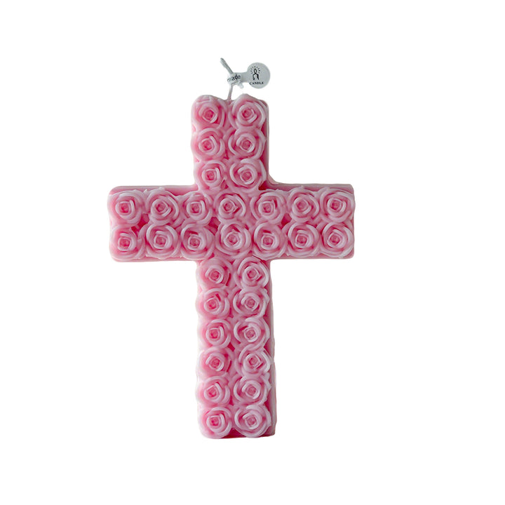 Rose-Decorated Cross Candle