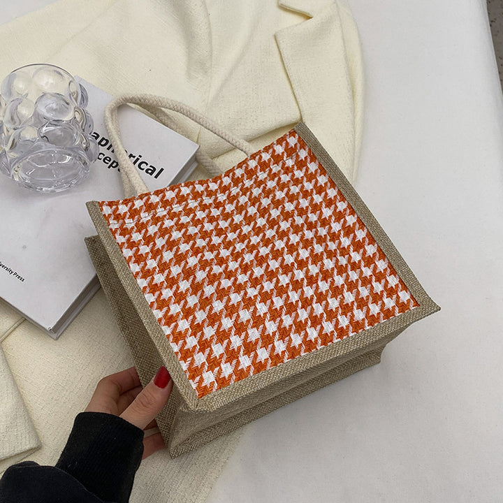 Handcrafted Houndstooth Tote Bag