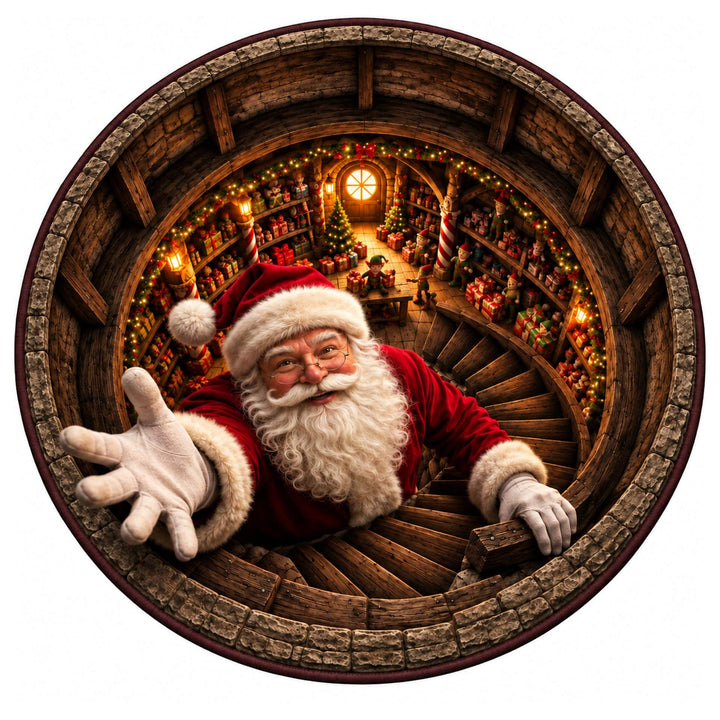 Festive Santa Claus Themed Round Mat for Home