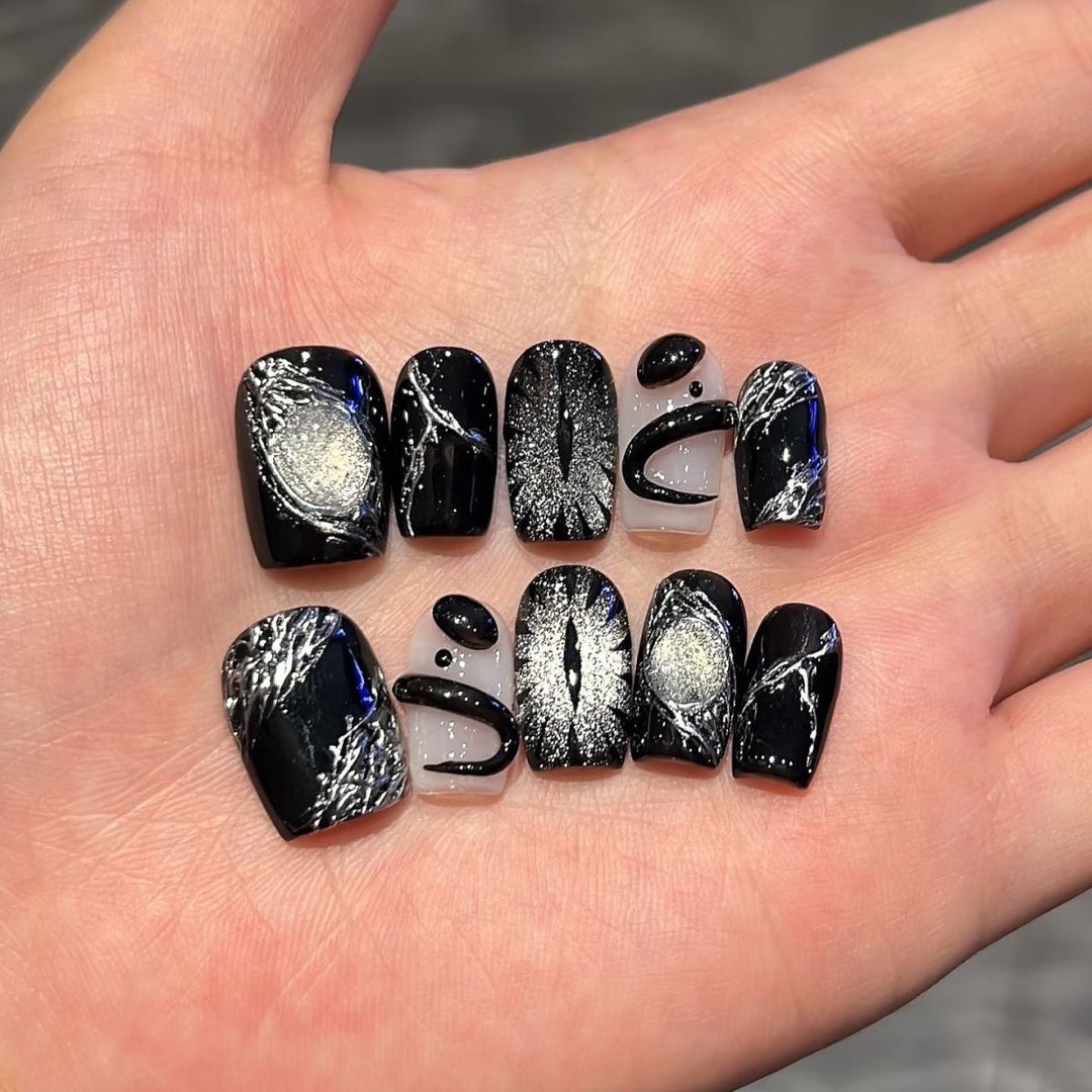Artistic 3D Galaxy-Themed Press-On Nail Set