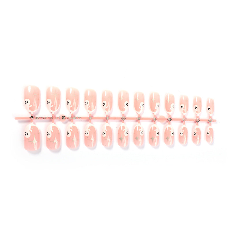 Whimsical Press-On Nail Art Set with Ghost Designs Kalsten