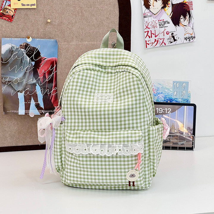 Cute Gingham Print School Backpack Kalsten