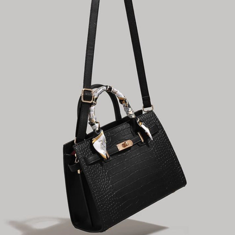 Chic Crocodile-Embossed Handbag Kalsten