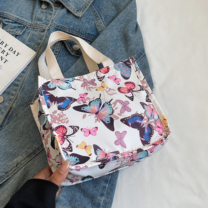 Butterfly Print Canvas Tote Bag