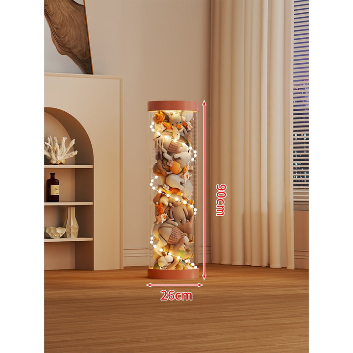 LED-lit Transparent Plush Toy Showcase Cylinder