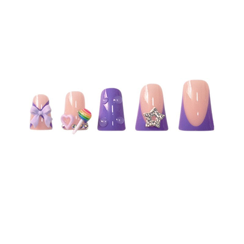 Playful Glittery Press-On Nail Art Set Kalsten