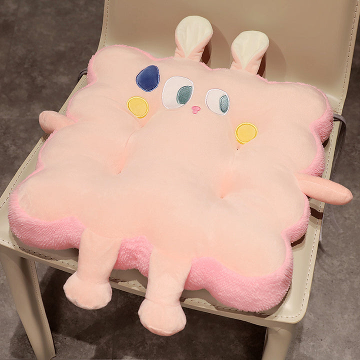 Plush seat cushion in cat shape with extra soft padding and seat cover