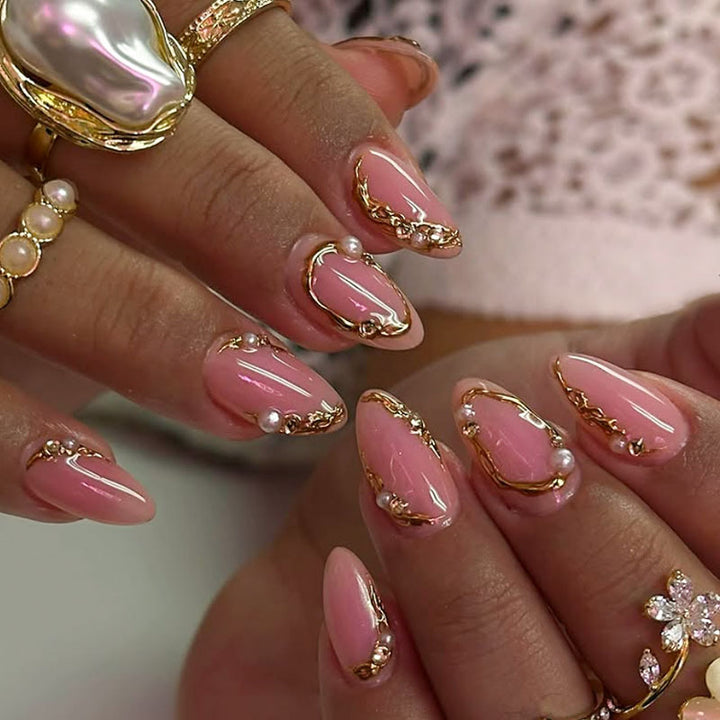 Glamorous Pearl-Embellished Nail Art