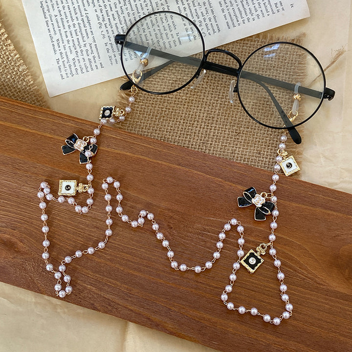 Fashionable glasses holder chain with pearls and pendants Kalsten