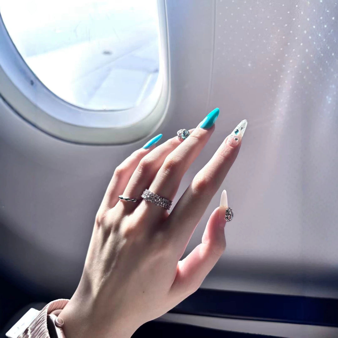 Stiletto Nail Art Tips with Crystal Accents