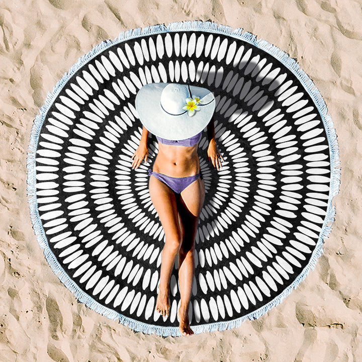 Round beach towel with colorful tropical motif Kalsten