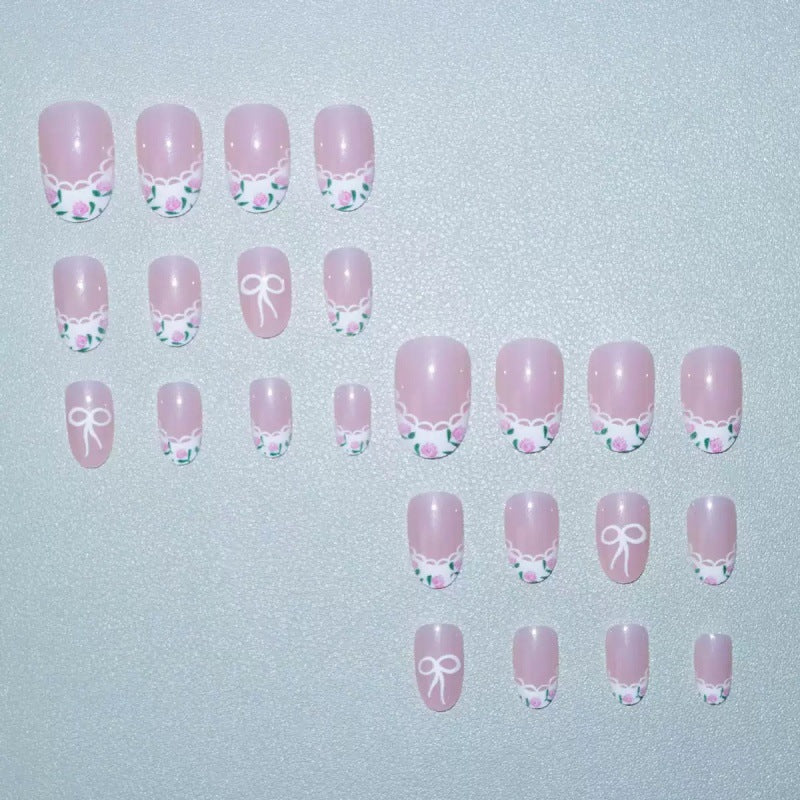 Artificial Nail Set with Elegant Bow Design Kalsten