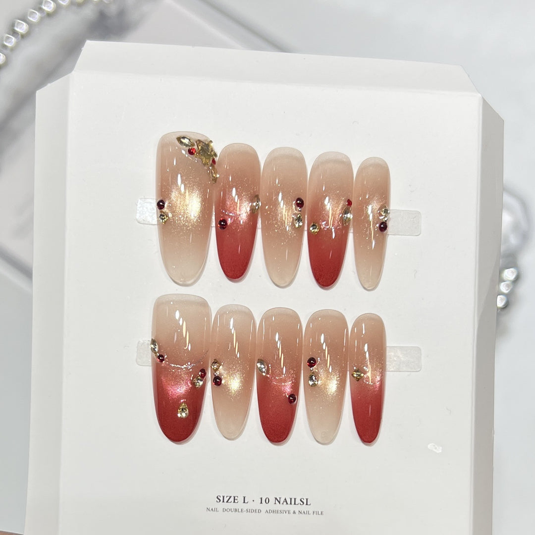 Artistic Press-On Nail Set with Elegant Floral Design Kalsten