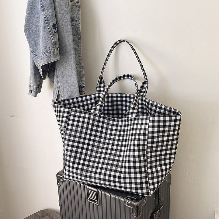 Stylish Checked Utility Tote Bag Kalsten