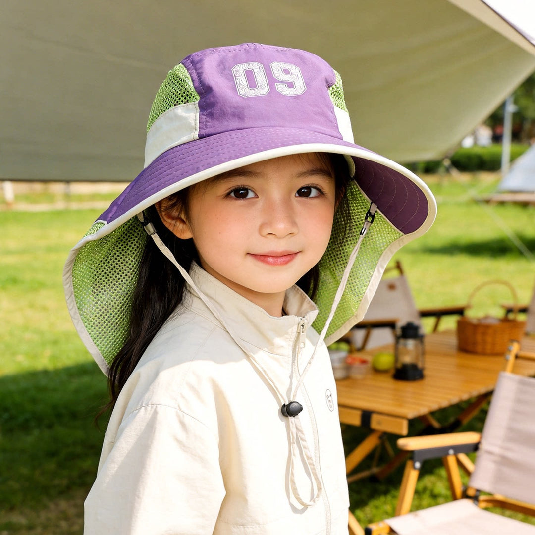 Kids' sun hat with breathable mesh neck protection and adjustable chin strap Kalsten