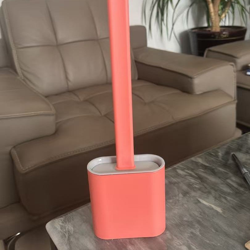 Silicone Toilet Brush Set With Anti-Splash Holder And Long Ergonomic Handle