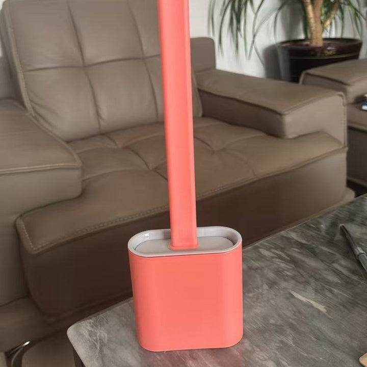 Silicone Toilet Brush Set With Anti-Splash Holder And Long Ergonomic Handle