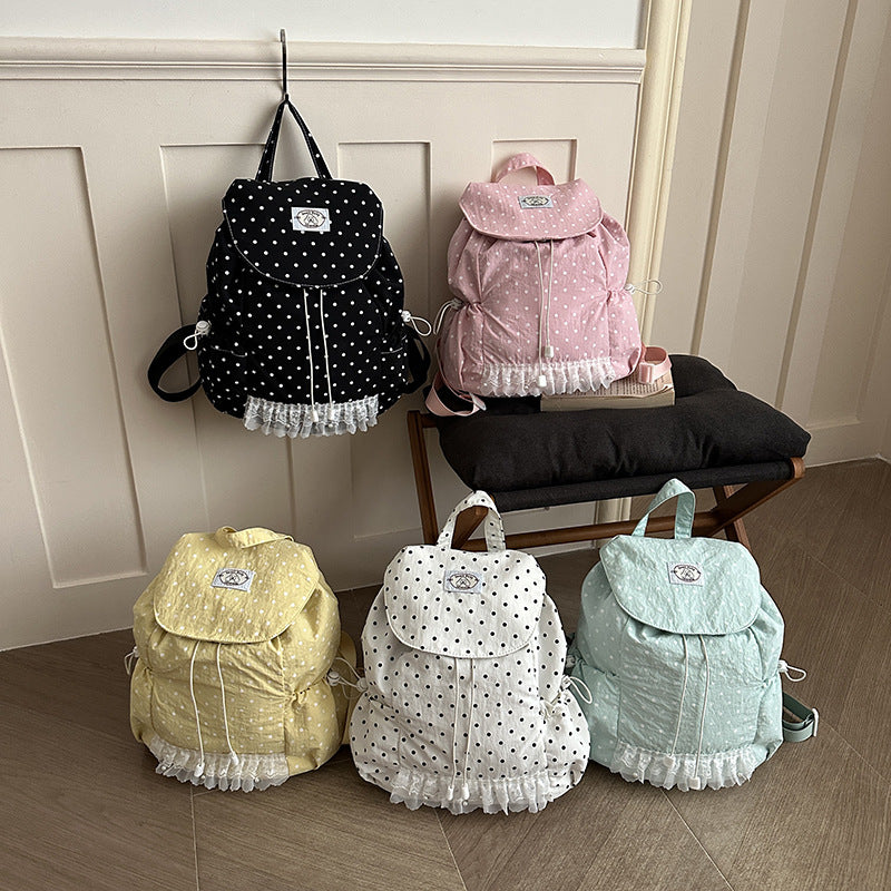 Charming Polka Dot Ruffled Backpack Kalsten