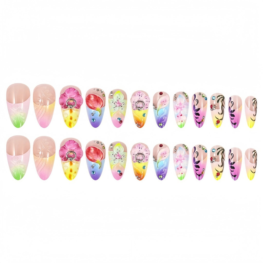 Intricately Designed Floral Press-On Nails Kalsten