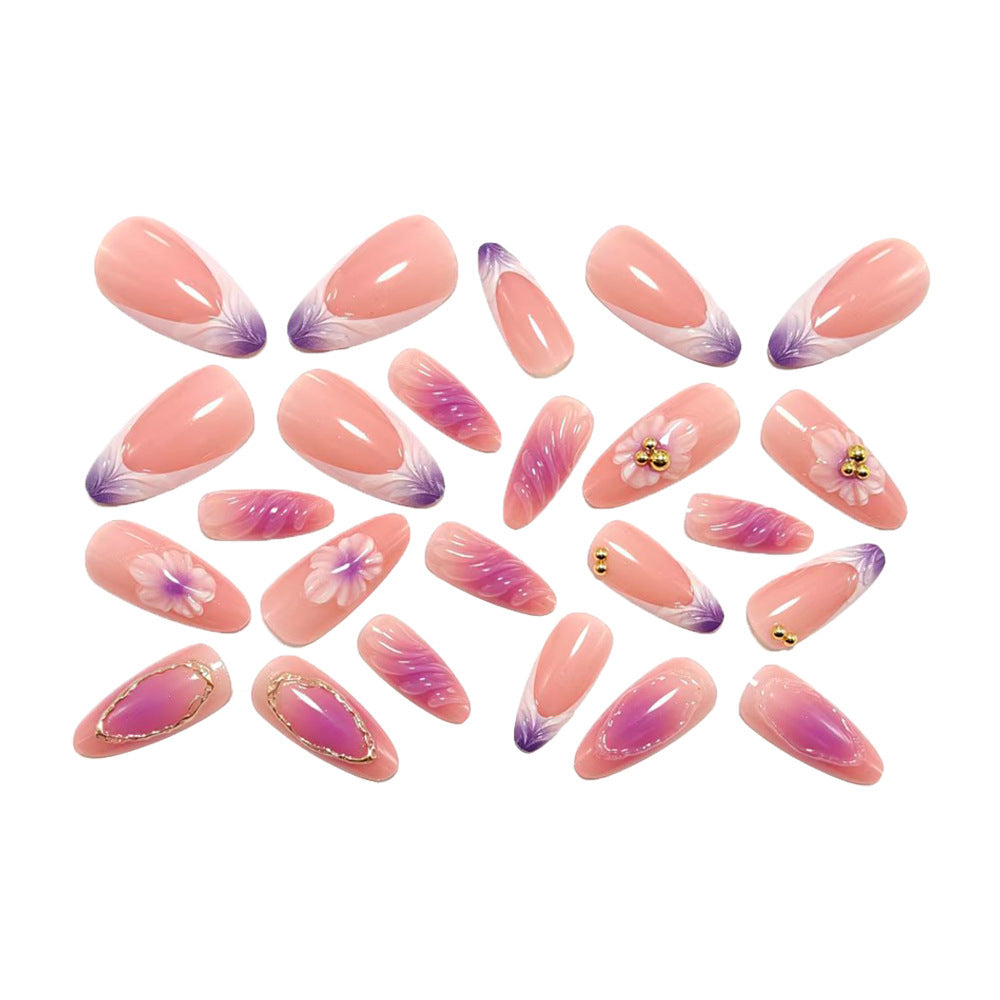 Artificial nails with intricate flower and glitter design Kalsten