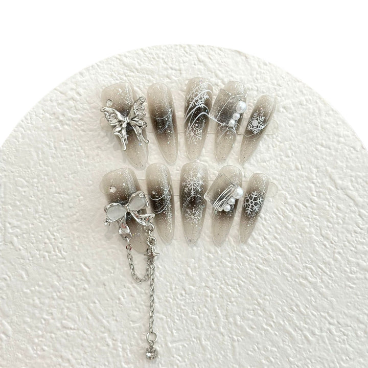 Artisan Gemstone-Embellished Press-On Nails