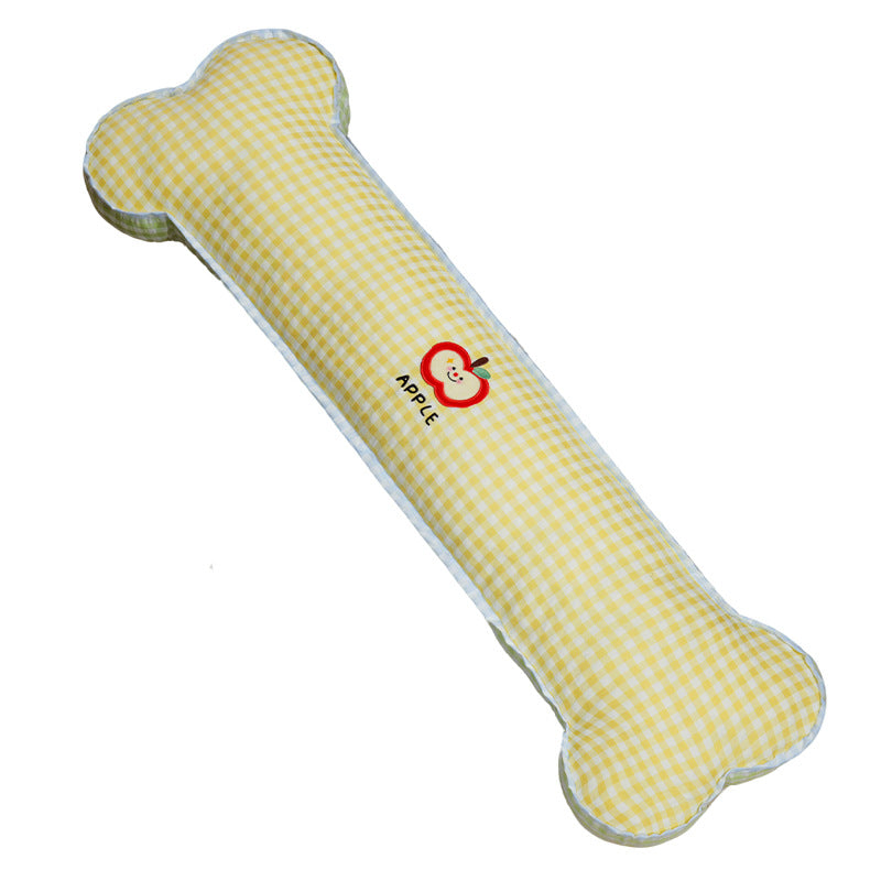 Bone-shaped extra-long body pillow with cotton cover and apple embroidery