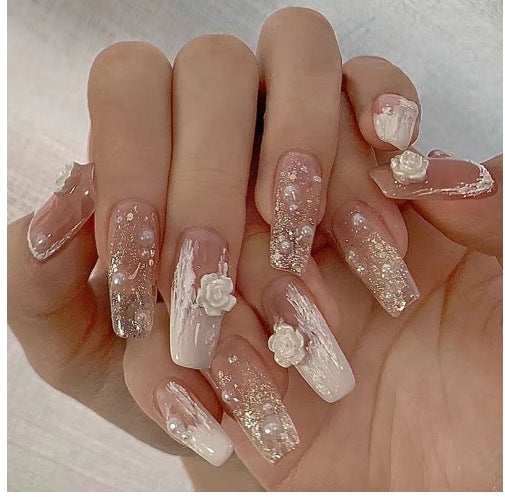 Elegant Floral Press-On Nail Extensions