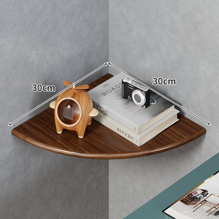 Quarter-Round Corner Floating Wall Shelf with Concealed Brackets
