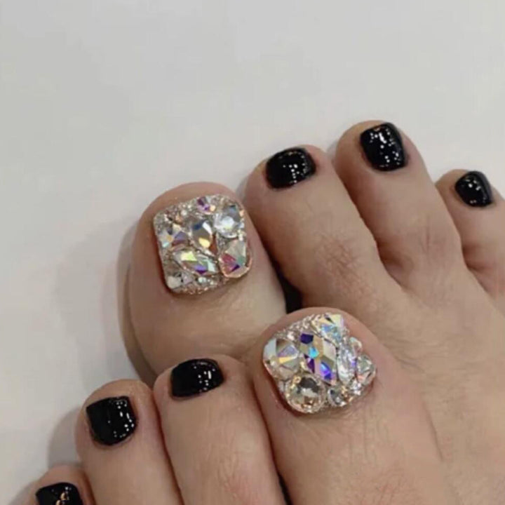 Premium Rhinestone-Embellished Press-On Toenail Set Kalsten