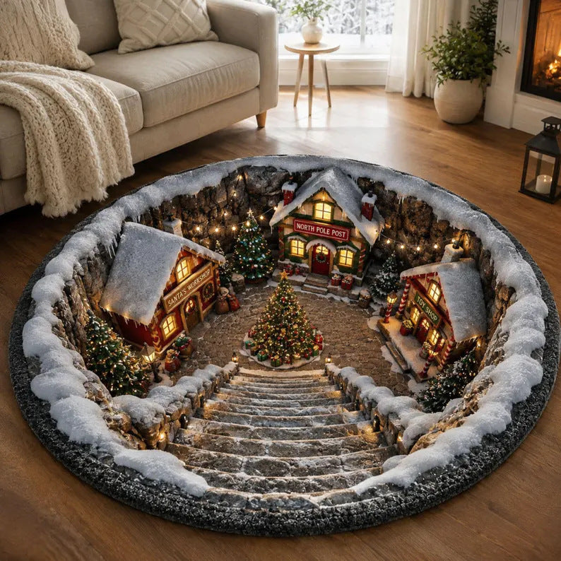 3D Holiday-Themed Circular Area Rug for Home